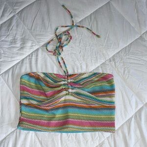 rainbow halter crop top